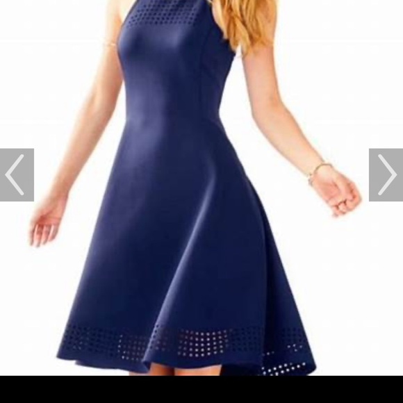 Lilly Pulitzer Aurelio Midi Halter Dress True Navy - Picture 1 of 14
